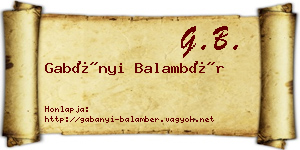 Gabányi Balambér névjegykártya